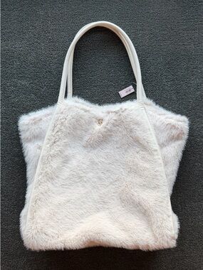 Victoria's Secret Cream Faux Fur Shoulder Tote
